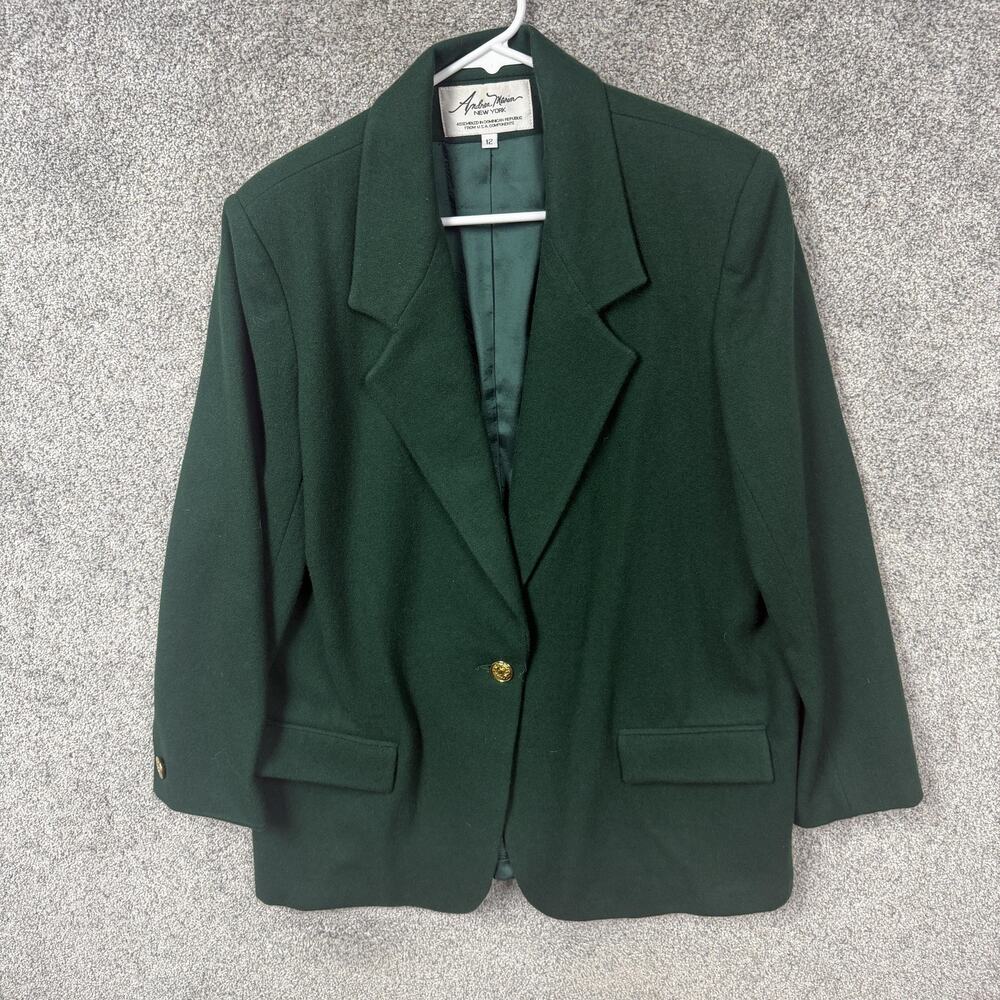 Vtg 80s 90s Andrea Marin Blazer 12 Wool Corporate Business Professional Classic